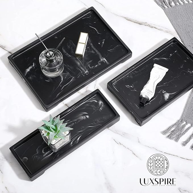 Luxspire Resin Vanity Tray, Bathroom Tray Toilet Tank Storage Tray, 11 x 4 inch - Image 7