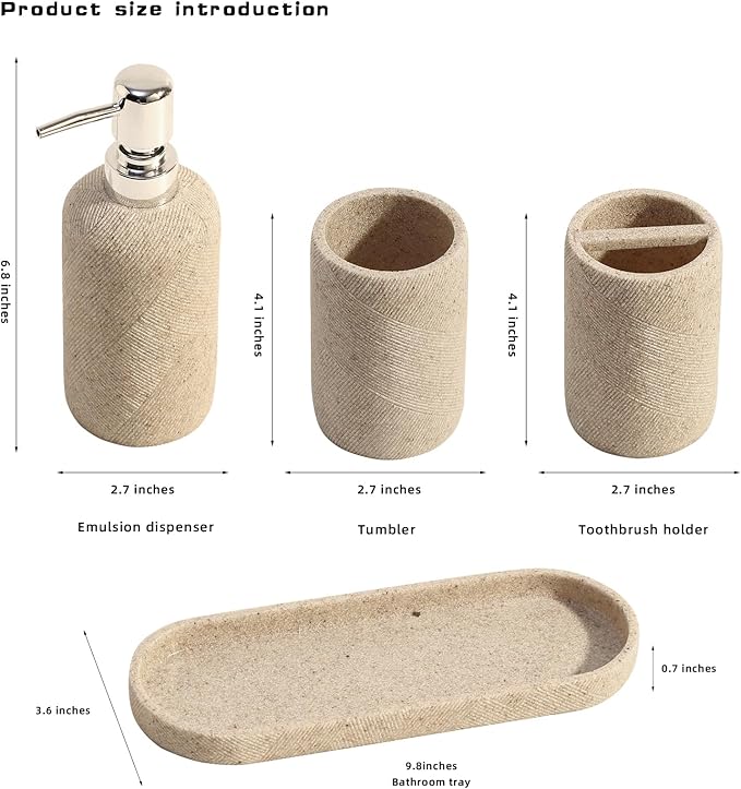 Bathroom Accessories Set, Bathroom Organizer Countertop, Soap Dispenser and - Image 3