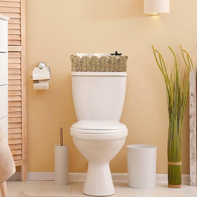 Toilet Paper Storage Basket Bathroom Counter Organizer Wicker Baskets - Image 3
