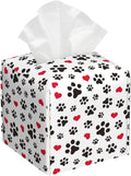 Dog Paw Cat Paw Heart Love Tissue Box Cover Square, Animal Puppy Footprints by sndheke