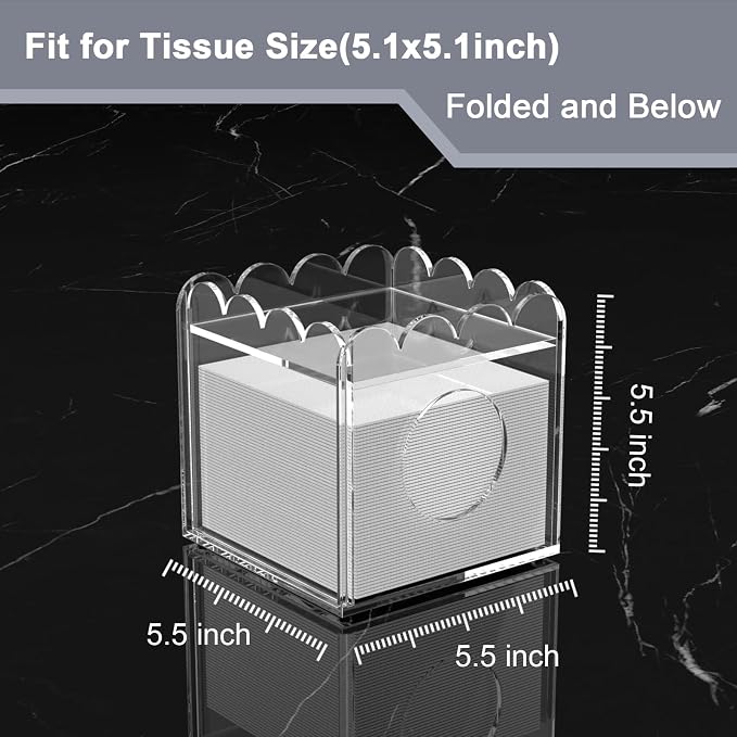 LUGUNU Acrylic Tissue Box Holder, Modern Decorative Tissue Holder - Image 3