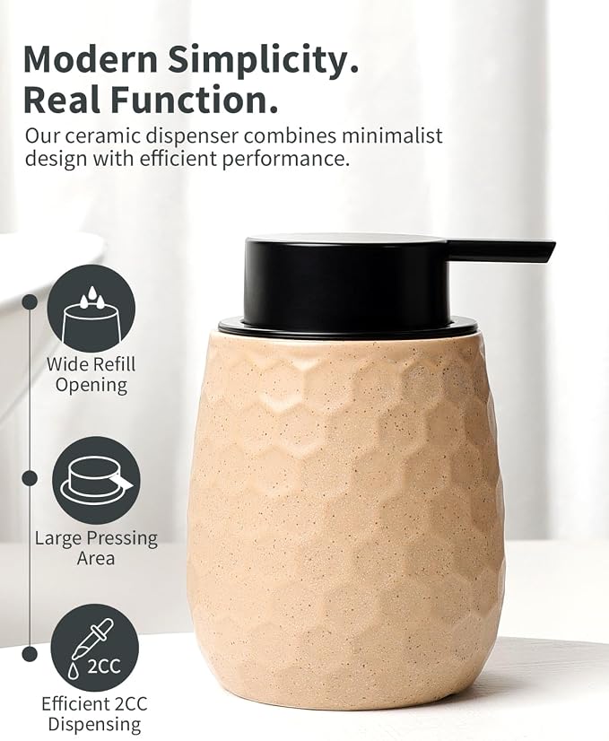 Soap Dispenser, 12OZ Ceramic Liquid Hand Soap Dispenser - Image 3