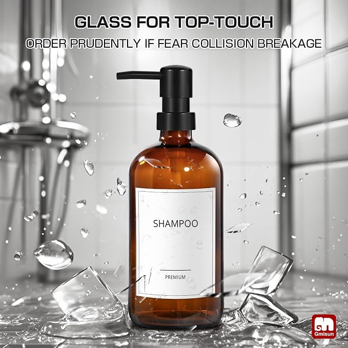 GMISUN Glass Shampoo and Conditioner Dispenser, Shower Soap Dispenser Bottles - Image 7