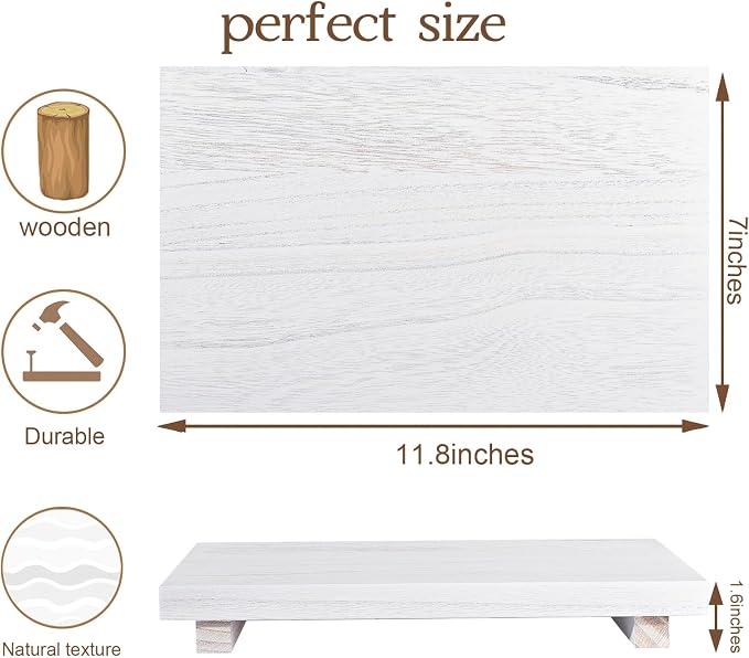zoocatia Small Wood Tray Pedestal Stand Farmhouse Bathroom Decor Decorative - Image 2