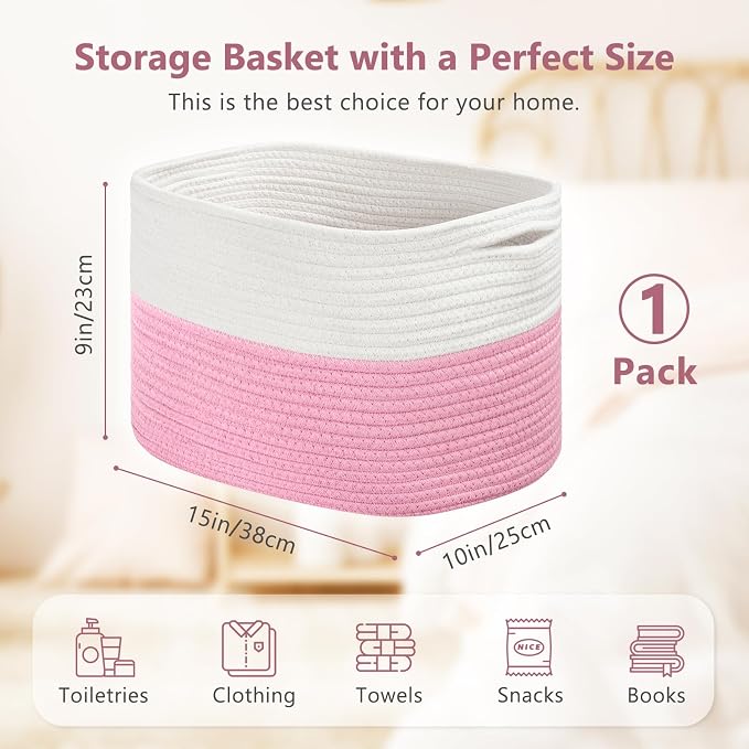 Cotton Rope Shelf Storage Basket, Shelf Storage Baskets - Image 9