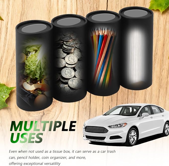 4PCS Car Tissue Holder, Pull Out Minimalist Car Tissues Cylinder - Image 6