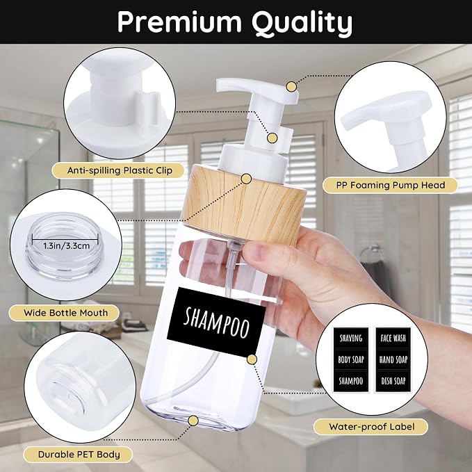 Segbeauty Foaming Hand Soap Dispenser Set, 4 Packs 16.9oz Farmhouse Decor - Image 3