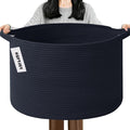 115L Large Blanket Basket, 23.6" L x 23.6" W x 15.7" H Rope Woven Baskets by HZFTJOY