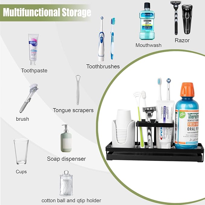 Toothbrush Holders for Bathrooms, Carbon Steel Tooth Brushing Holder Electric - Image 7