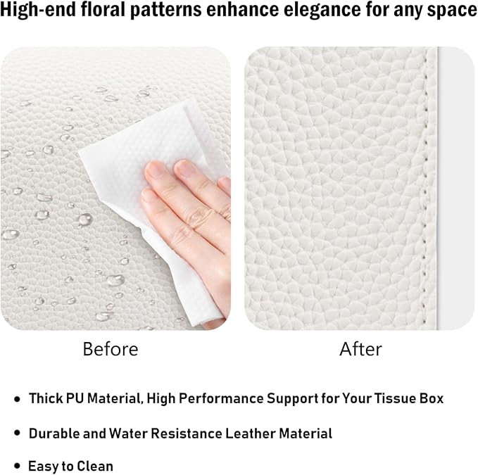 Tissue Box Cover PU Leather Tissue Holder Rectangle Facial Tissue Case Tissue - Image 5