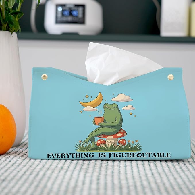 Bule Frog Motivational Tissue Box Cover, Mental Health Inspirational Toilet - Image 2