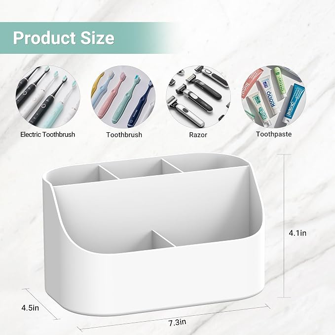 Countertop Toothbrush Holders for Bathrooms, Plastic Toothpaste and Electric - Image 2