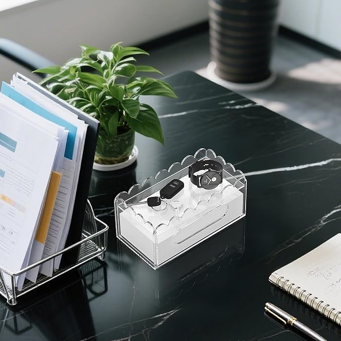 LUGUNU Acrylic Tissue Box Holder, Modern Decorative Tissue Holder - Image 2