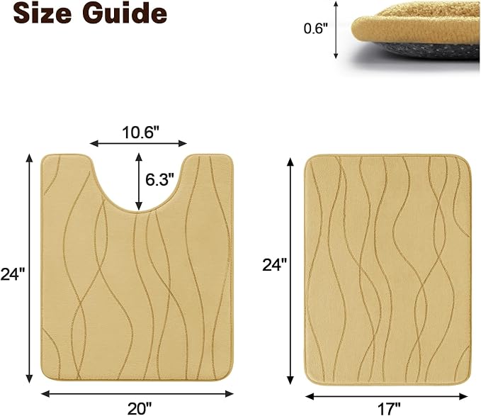 YIHOUSE Memory Foam Bathroom Rug Sets 2 Piece, Ultra Absorbent Bath Mat - Image 2