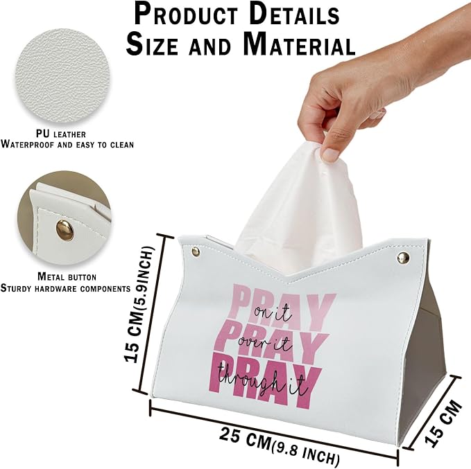 Bible Christian Tissue Box Cover Rectangle, Pray Over it Pray Through it - Image 5