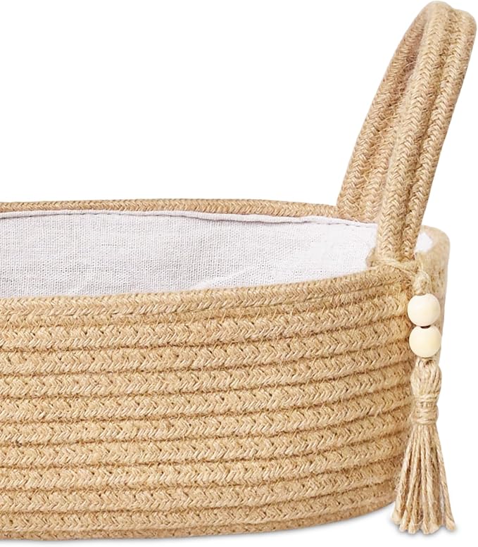 ABenkle Jute Rope Boho Storage Basket, Small Woven Bathroom Organizer, - Image 7
