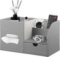 YAPISHI Tissue Box Cover with Storage Tray and Drawer, PU Leather Square Tissue by YAPISHI