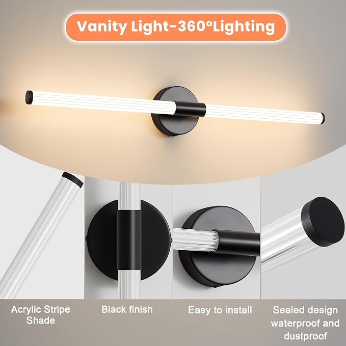 Bathroom Wall Sconces Set of 2 Hardwired Dimmable 5CCT LED Bathroom Light - Image 5
