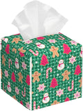 Christmas Gingerbread and Snowman Tissue Box Cover Square, Merry Christmas by sndheke