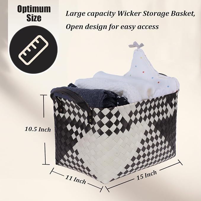 BROWNLILY Handwoven Clothes Basket Laundry Hampers Large Wicker Storage Baskets - Image 5