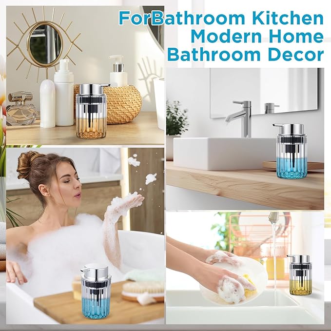 2 Pcs Refillable Clear Foaming Hand Soap Dispenser 10 oz Plastic Dispenser Pump - Image 5