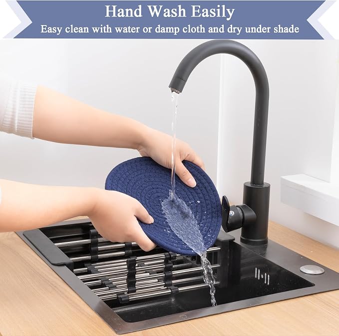 SHACOS 8 Inches Trivets for Hot Dishes, 4 Pieces Cotton Trivets Mats for Kitchen - Image 5