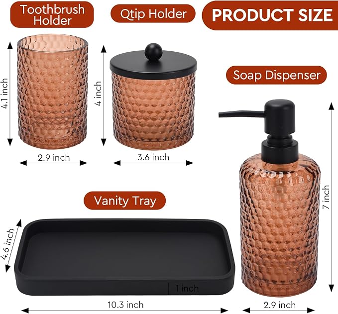 Bathroom Accessories Set, Toothbrush Holder, Qtip Holder Dispenser & Resin - Image 7