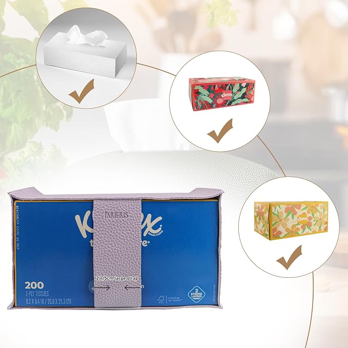Tissue Box Cover PU Leather Tissue Holder Rectangle Facial Tissue Case Tissue - Image 3