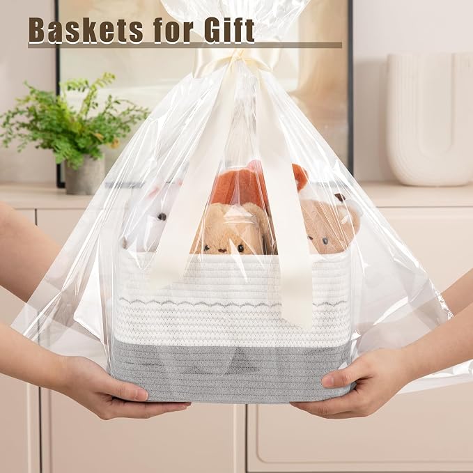 4 Pack Storage Baskets for Organizing, Decorative Cotton Rope Baskets for - Image 7