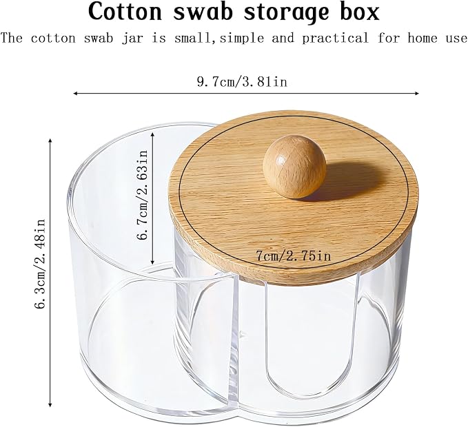 Cotton Round Holder, Dual Compartment Qtip Dispenser - Image 2