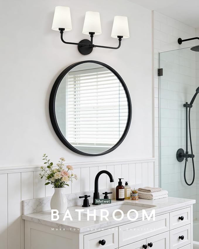 Bathroom Light Fixtures, 3-Light Matte Black Vanity Lights - Image 6