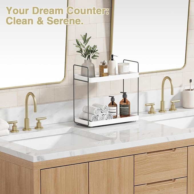 Forbena White Bathroom Organizer Countertop, Kitchen Counter Shelf Organizer - Image 5