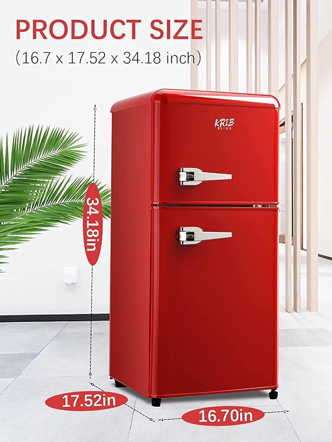Mini Fridge With Freezer, Refrigerator With 2 Doors, 7- Level Adjustable - Image 3
