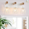 White Bathroom Vanity Light Fixtures, 3-Light Wood Bathroom Light Fixtures Over by MAESTA