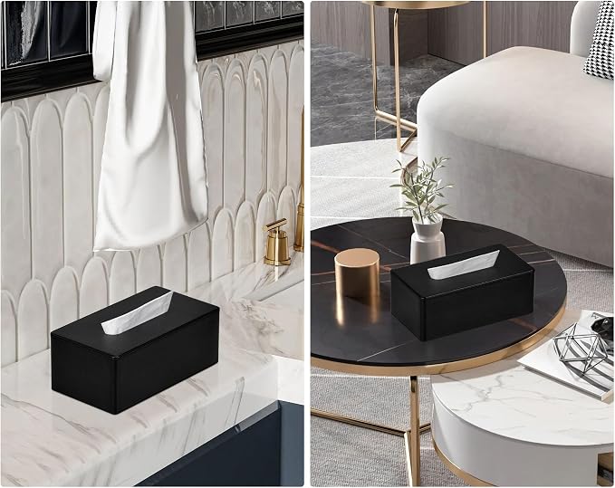 Tissue Box Cover Rectangular 9.8" x 5.3" x 4.3" Refined Modern PU Leather - Image 7