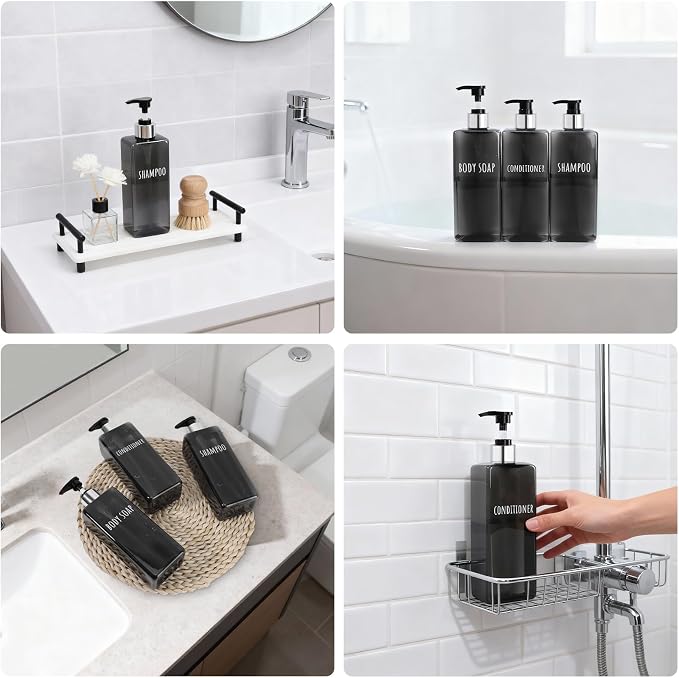 Segbeauty 16.9oz Empty Black Hand Soap Dispensers, Refillable Square Pump - Image 6