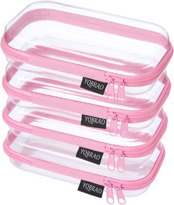 YQBRA 4 Pack Clear Hard Shell Zipper Case, See-Through Hard Plastic Organizer by Unknown