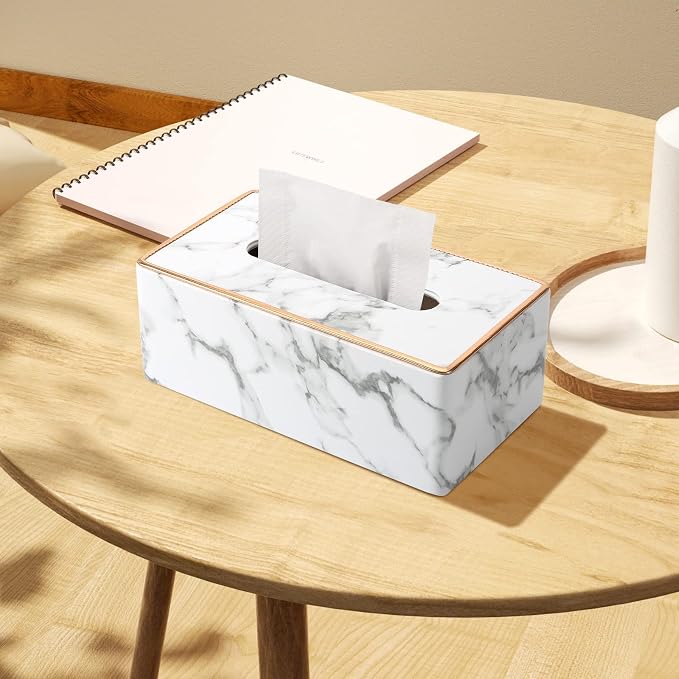 Tissue Box Cover Rectangular, PU Leather Tissue Box Holder - Image 7