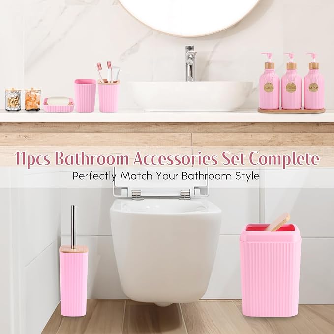 Pink Bathroom Accessories Set 17PCS Bathroom Set - Image 5