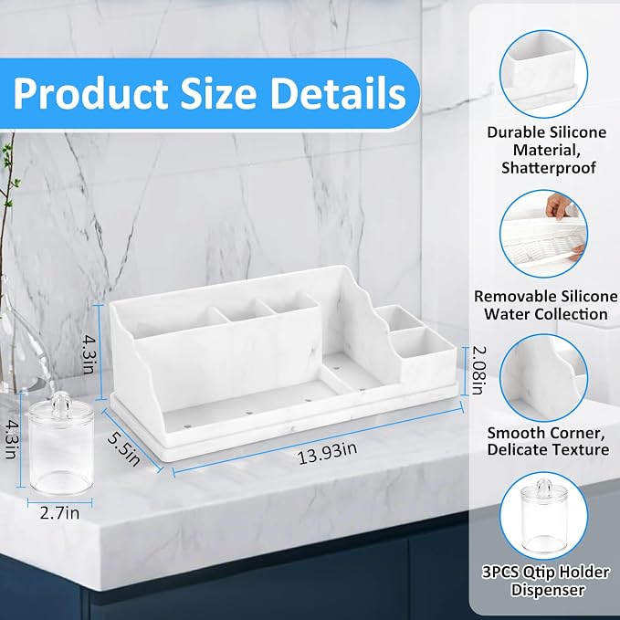 Bathroom Counter Organizer, Large White Silicone Toothbrush Holders - Image 3