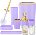 Bathroom Accessory Set, 9 Pieces Purple Bathroom Accessories Set by Viowil