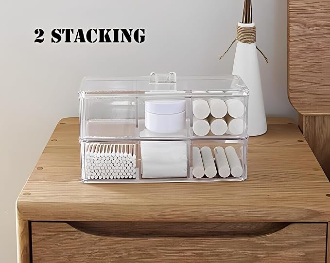 Sooyee Qtip Holder Rectangle Cotton Ball and Swab Holder Organizer - Image 8