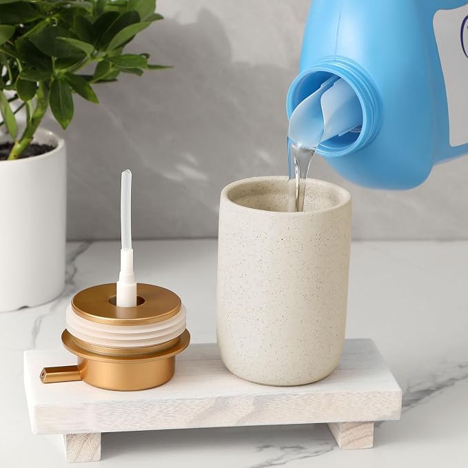 Hand Soap Dispenser for Bathroom Decro, Ceramic Liquid Pump Bottles Refillable - Image 4
