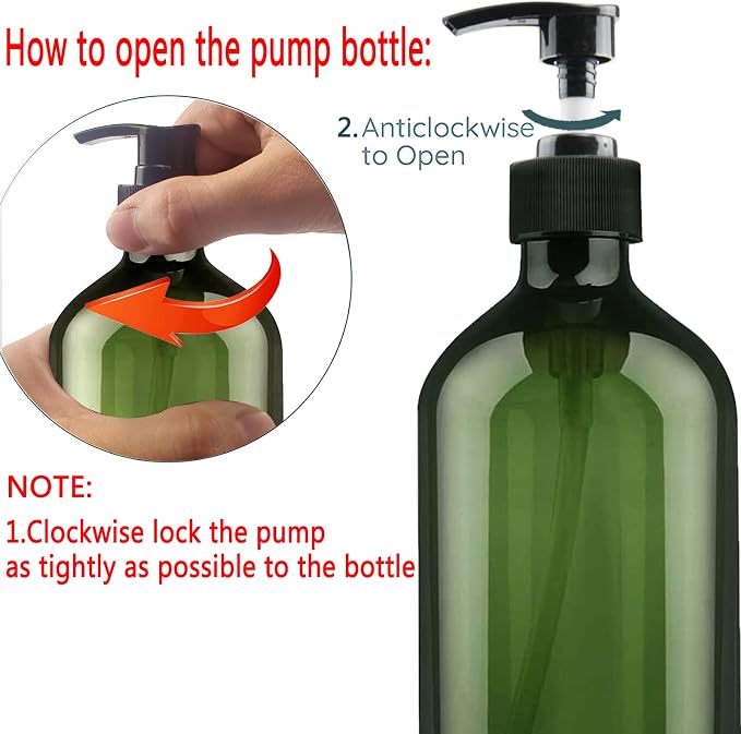 Empty Plastic Bottles with Pump Dispenser and Labels Included, Refillable - Image 2