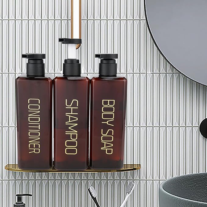 Shampoo and Conditioner Dispenser Shower Soap Bottles 3 Pack 550ml/18.6oz - Image 5
