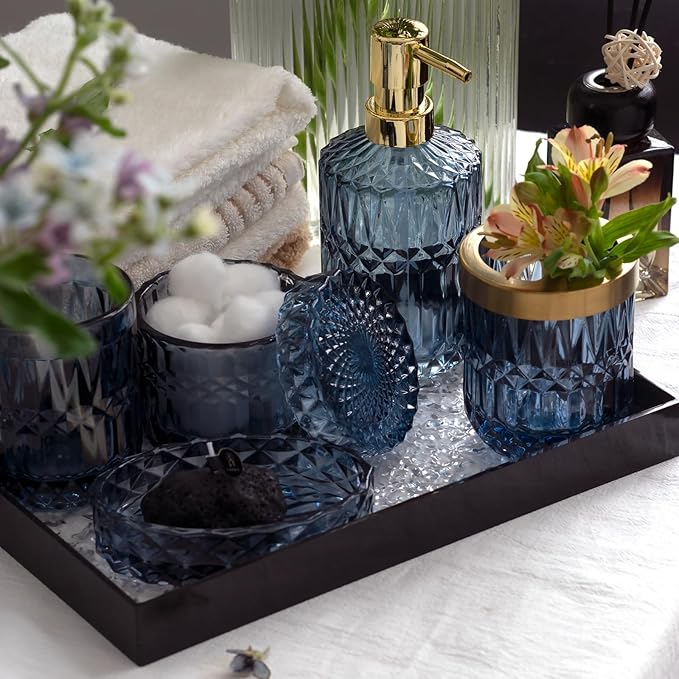 EMPO 6PCS Bathroom Clear Glass Accessories Set, Contemporary Modern Decor - Image 4