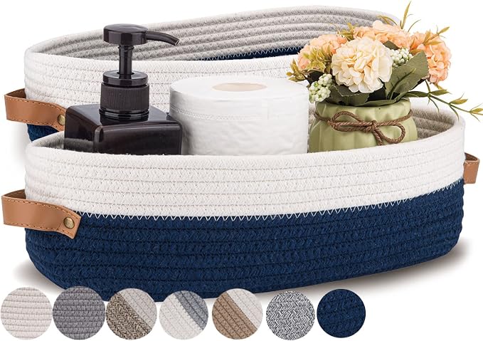Set of 2 Toilet Basket, Woven Storage Basket by Oradrem