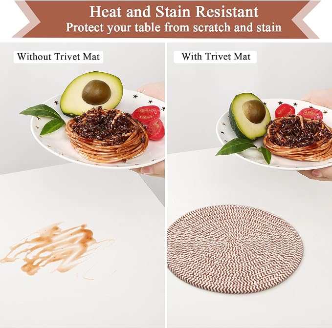 SHACOS 8 Inches Trivets for Hot Dishes, 4 Pieces Cotton Trivets Mats for Kitchen - Image 5