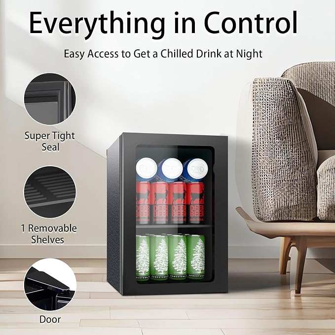 0.9 Cu.Ft Mini Fridge for 24 Cans, Beverage Refrigerator - Image 2