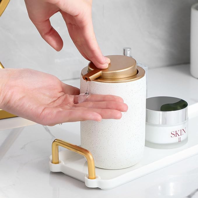 Hand Soap Dispenser for Bathroom Decro, Ceramic Liquid Pump Bottles Refillable - Image 3